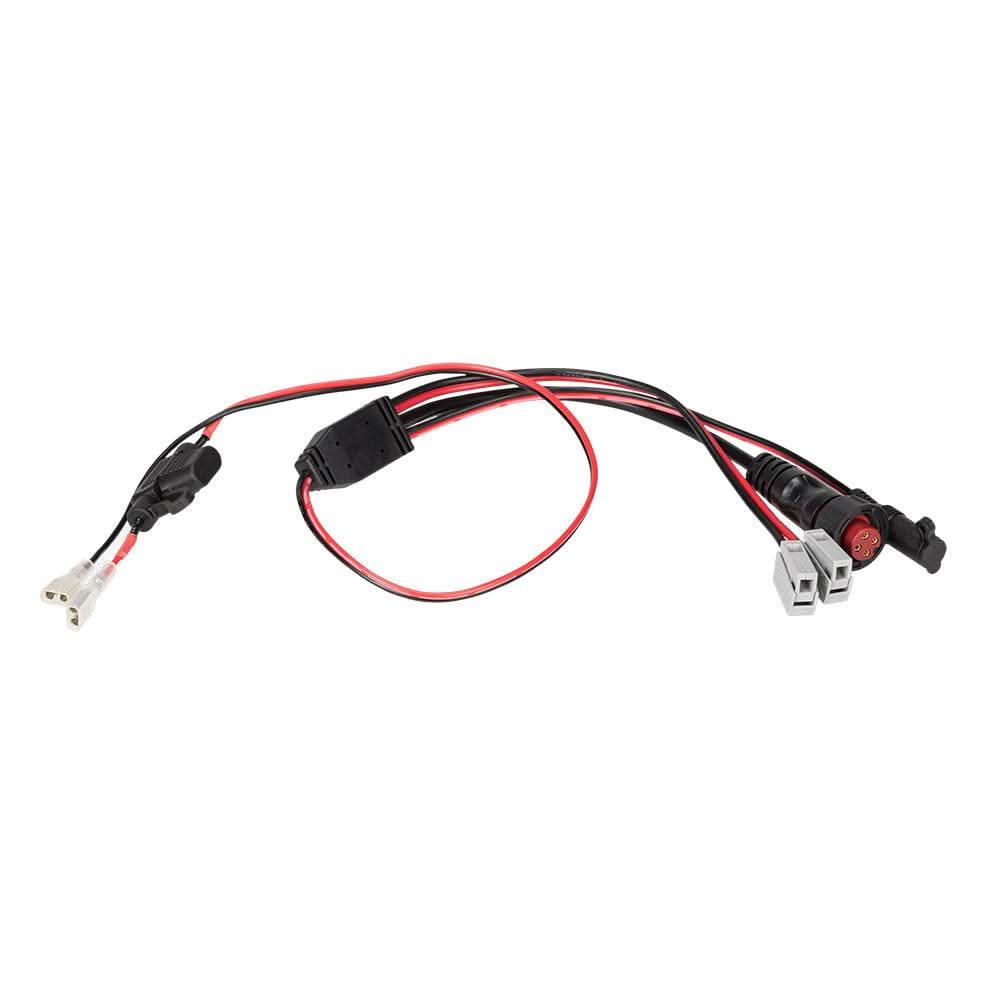 Garmin Panoptix ice fishing replacement power cable with battery connectors and transducer plug