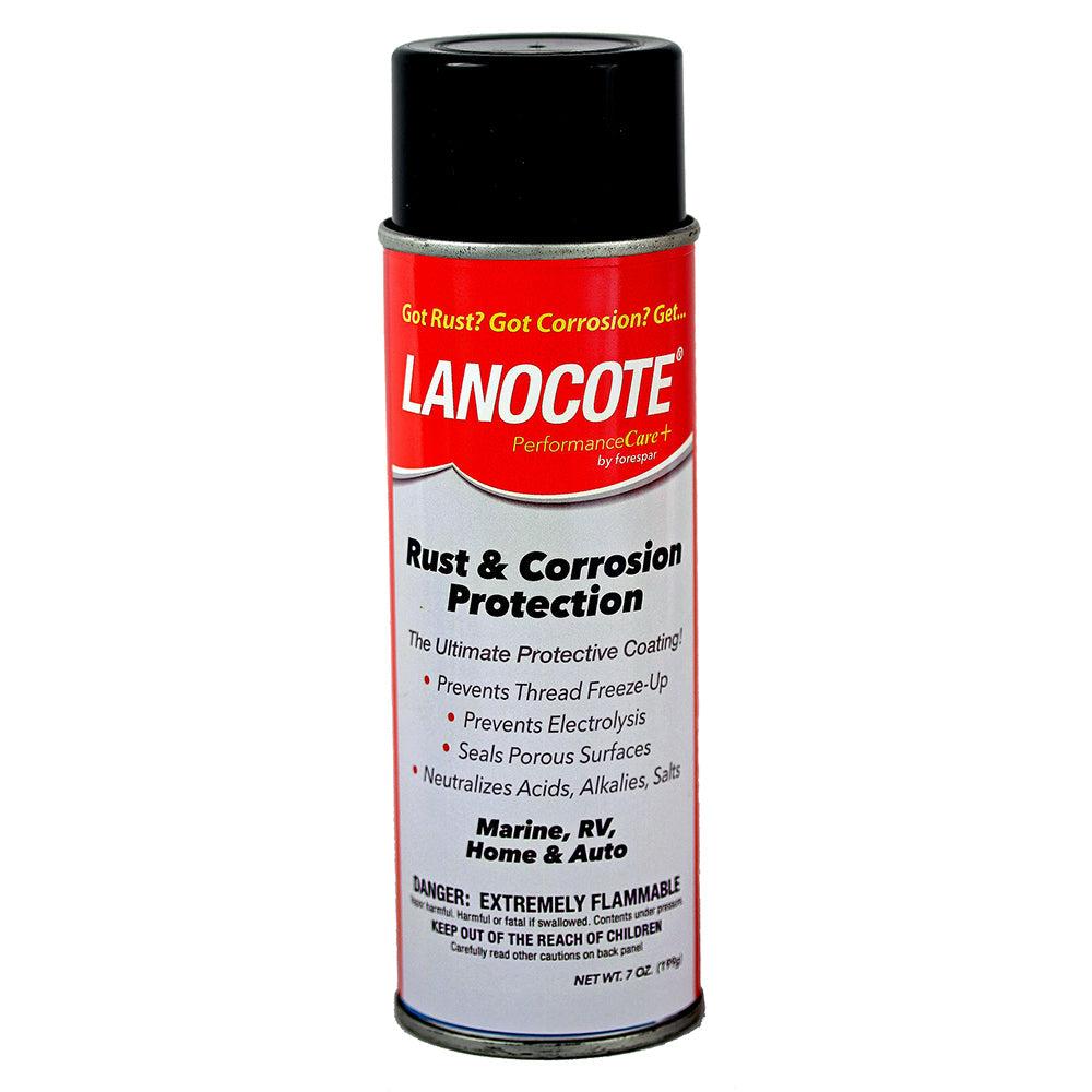 Forespar Lanocote Rust & Corrosion Solution aerosol can for marine and automotive use, prevents rust and thread freeze-up.