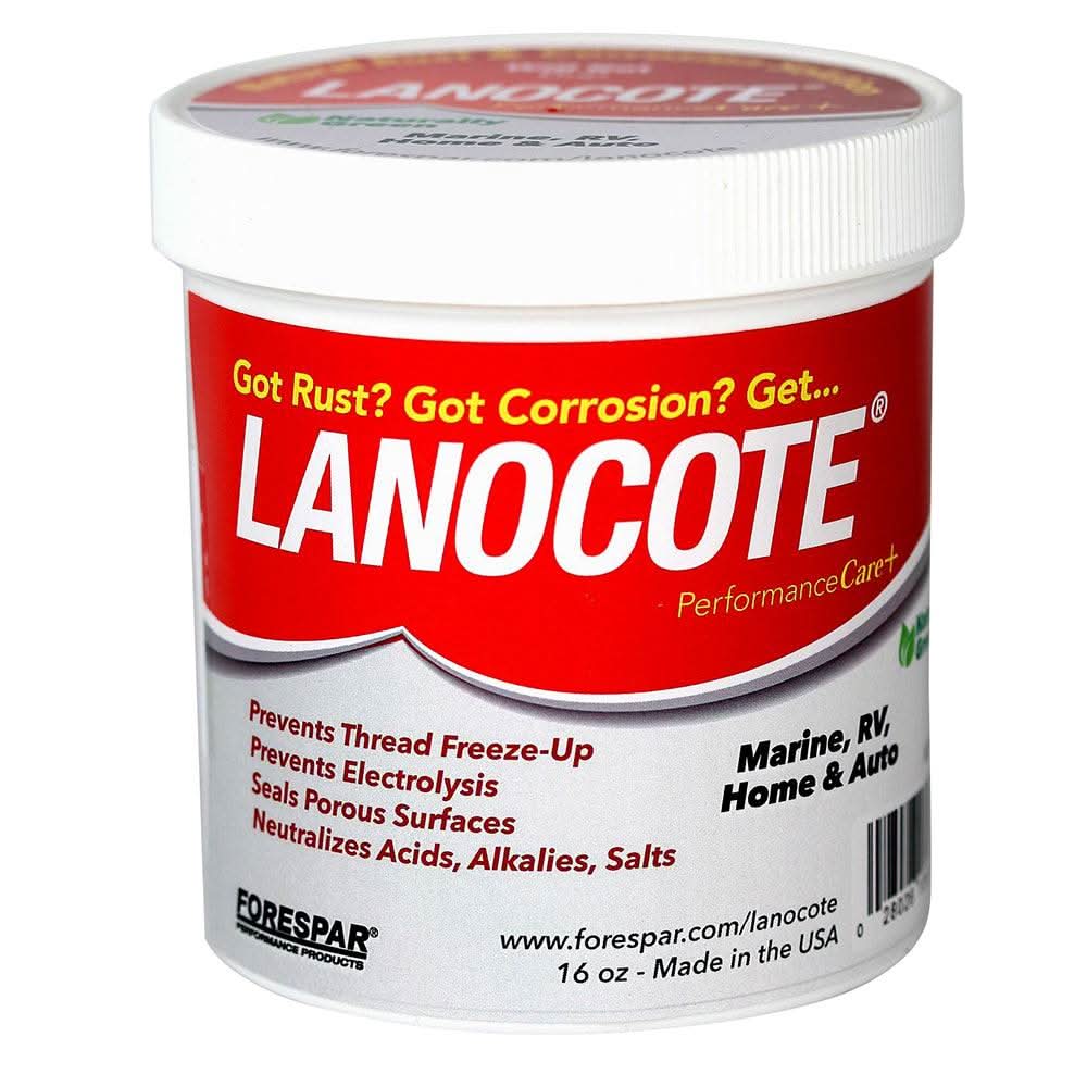 Forespar Lanocote Rust & Corrosion Solution 16 oz container preventing rust and corrosion on marine, RV, home, and auto surfaces