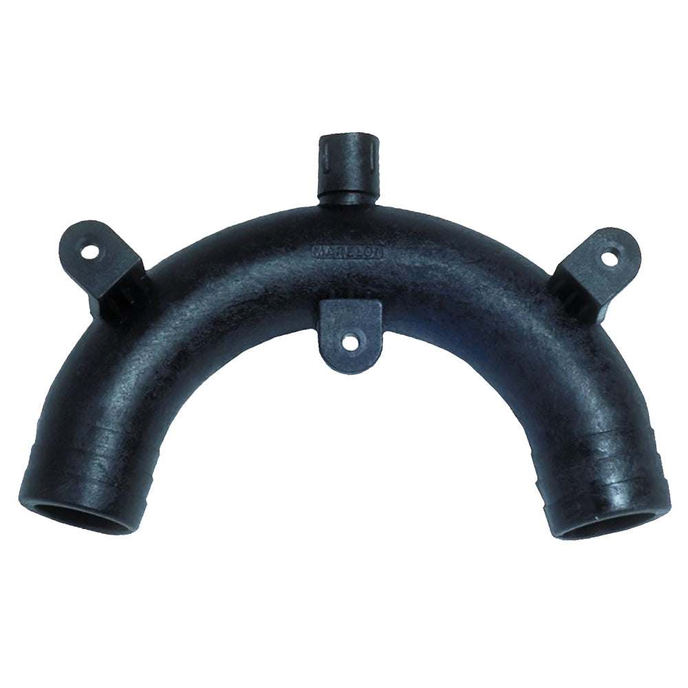 Forespar MF 840 Vented Loop 1-1/2 inch marine valve for preventing fluid siphoning in black molded Marelon plastic