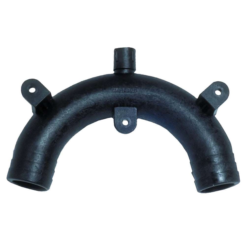 Forespar MF 840 Vented Loop 1-1/2 inch marine valve for preventing fluid siphoning in black molded Marelon plastic