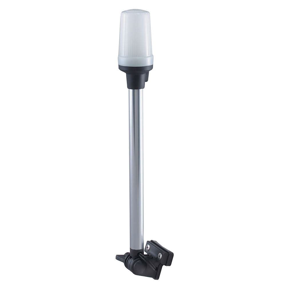 Fold Down All-Round Pole Light with white globe and horizontal mount for boats under 20m