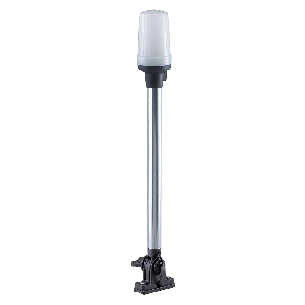 Perko Fold Down all-round pole light vertical mount white with translucent globe and black polymer base