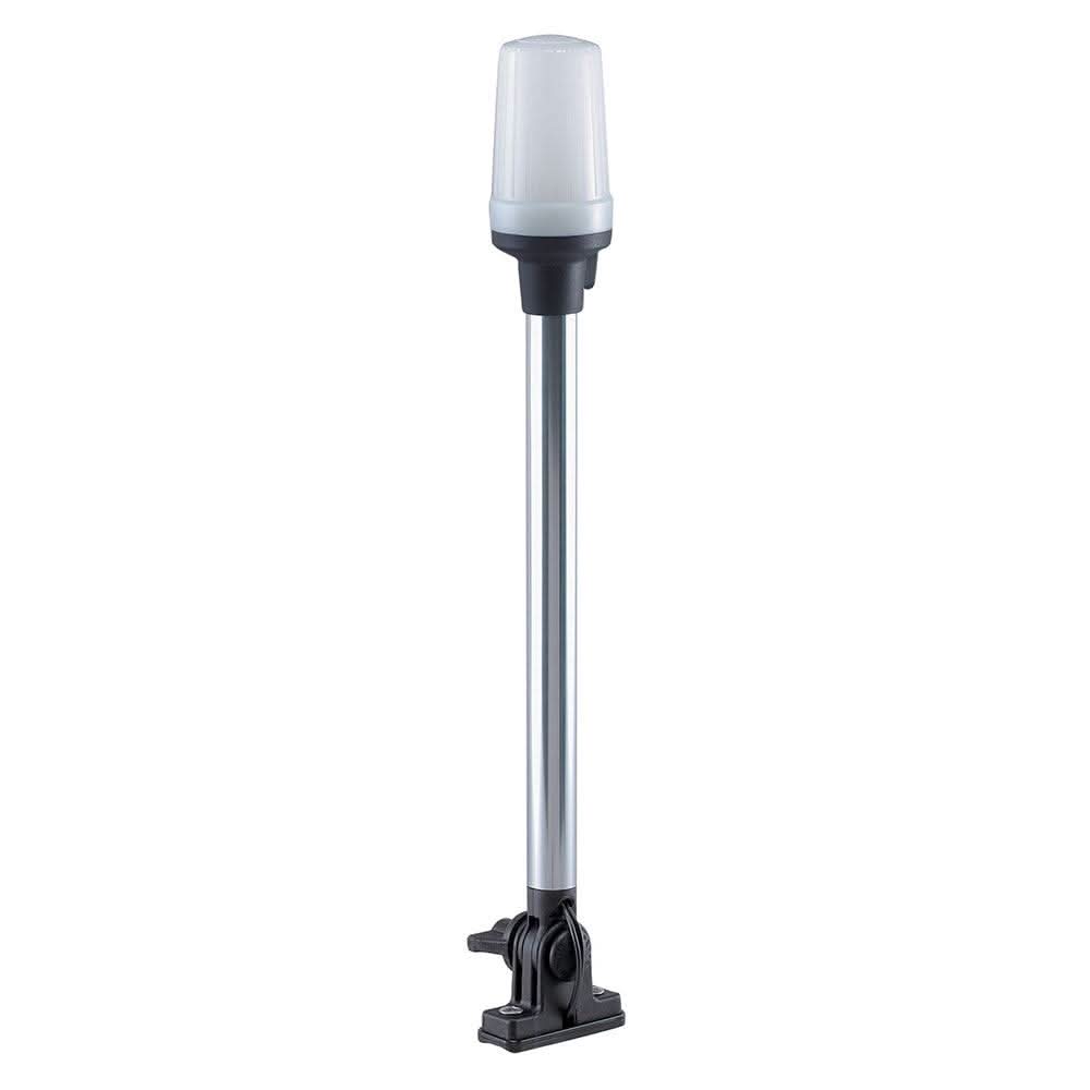 Perko Fold Down all-round pole light vertical mount white with translucent globe and black polymer base