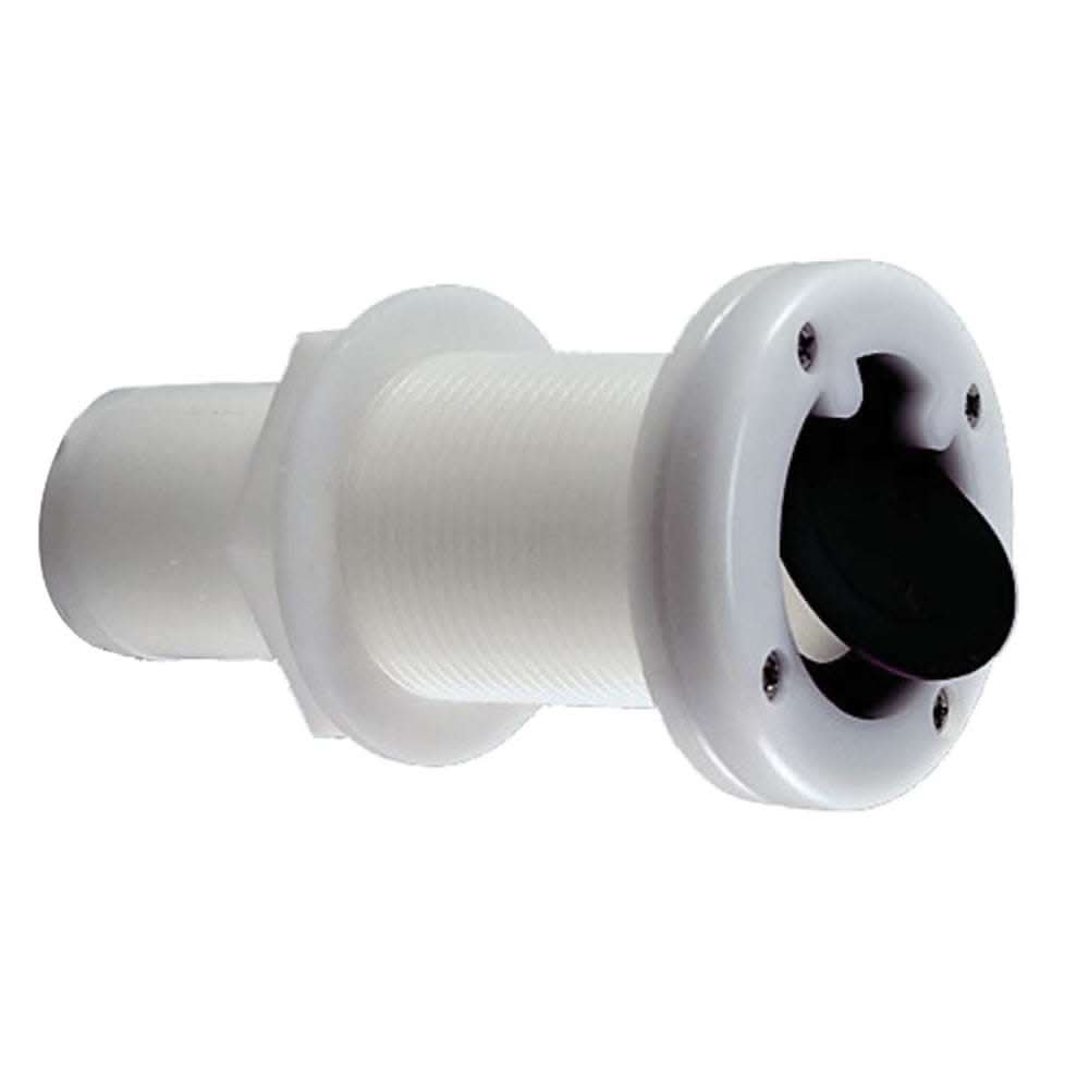 Perko Thru-Hull Scupper white polymer with black flapper for transom mounting