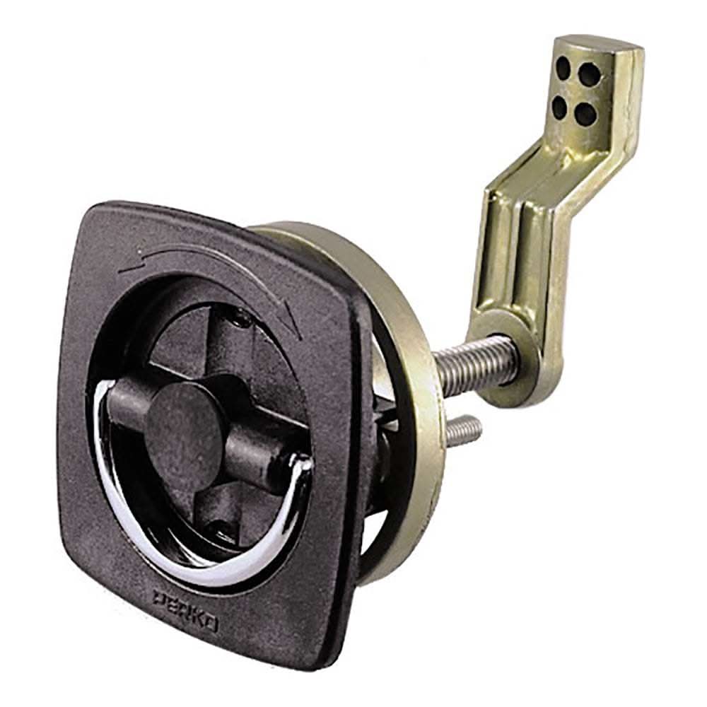 Perko Flush Latch non-locking black polymer with offset cam bar and flexible strike, 2.5x2.5 inches