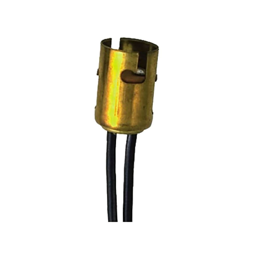 Perko double contact bayonet socket brass with wire leads close-up