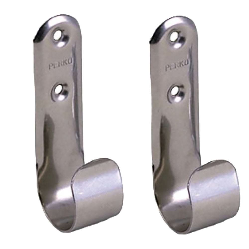 Pair of Perko stainless steel boat hook holders with screw holes for mounting
