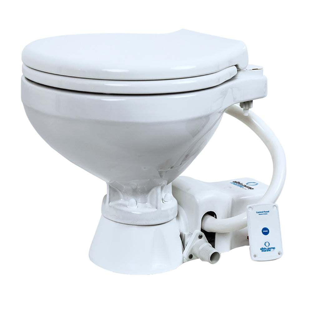 Albin Pump marine toilet standard electric EVO compact 12V white ceramic bowl with pump and control panel