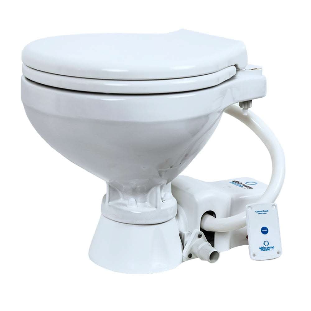 Albin Pump marine toilet standard electric EVO compact 12V white ceramic bowl with pump and control panel
