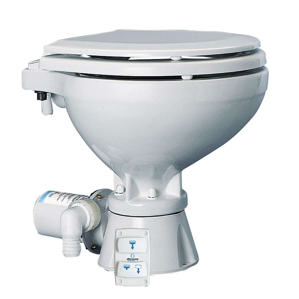 Albin Pump Marine Toilet silent electric compact 24V white ceramic bowl with 3-function control panel