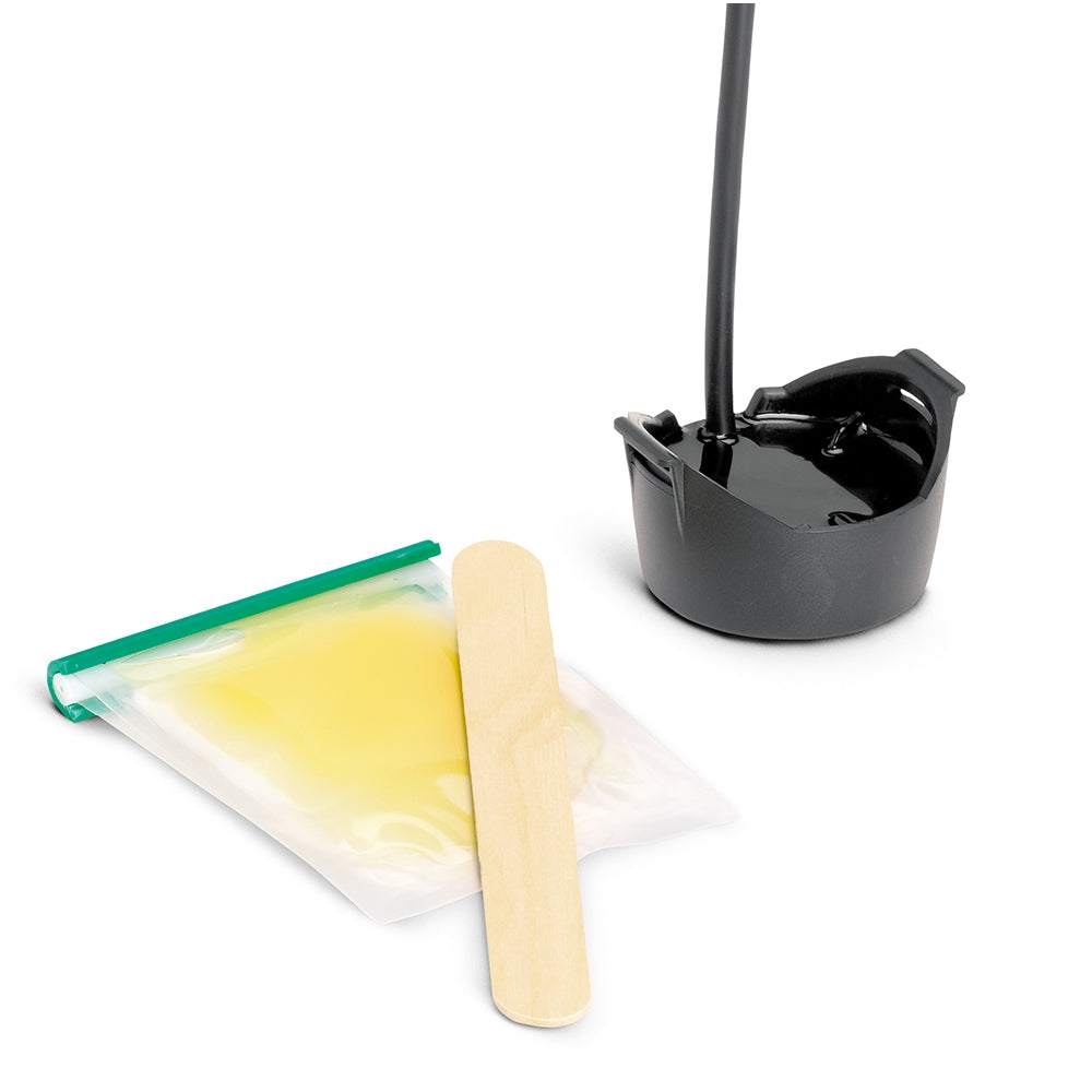 Humminbird XP 9 HW in-hull transducer with cable and installation hardware including adhesive and wooden stick