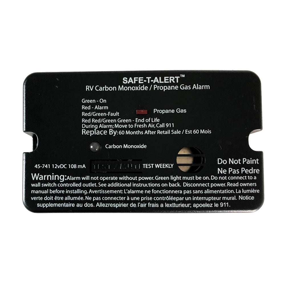 Safe-T-Alert 45-Series black RV carbon monoxide and propane gas combo alarm surface mount