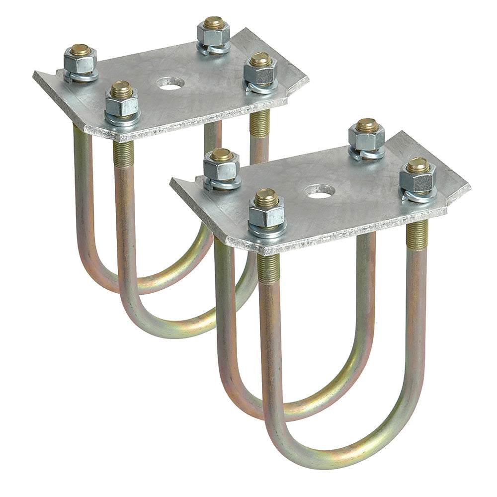 C.E. Smith Axel Tie Plate Kit with galvanized tie plates and yellow zinc plated u-bolts for 3 inch round axel mounting