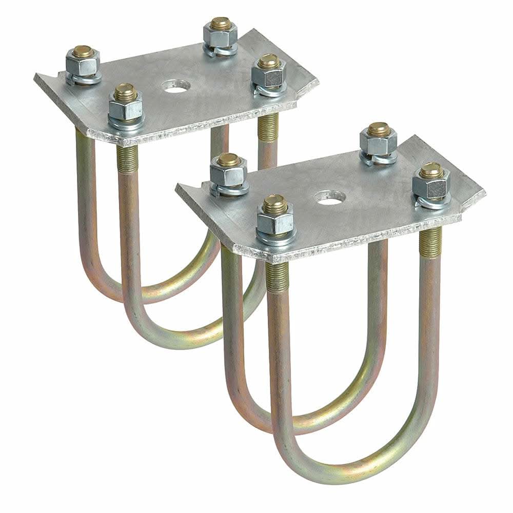 C.E. Smith Axel Tie Plate Kit with galvanized plates and zinc plated U-bolts for 3-inch round axle mounting