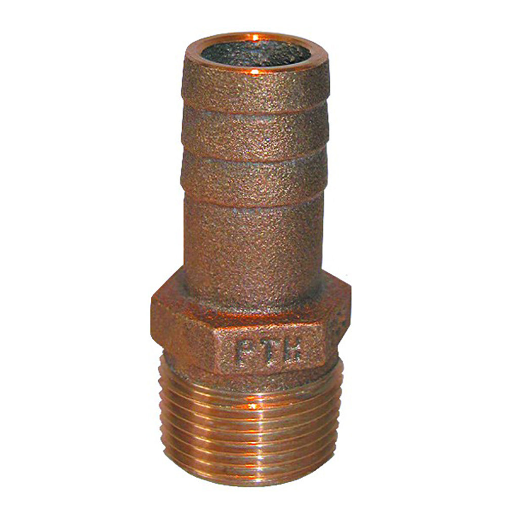 GROCO 1" NPT x 1" ID Bronze Pipe to Hose Straight Fitting - PTH-1000