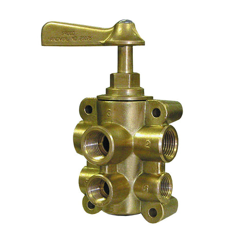 GROCO 6-Port NPT Bronze Fuel Valve 1/2" Main - 3/8" Return - FV-65038