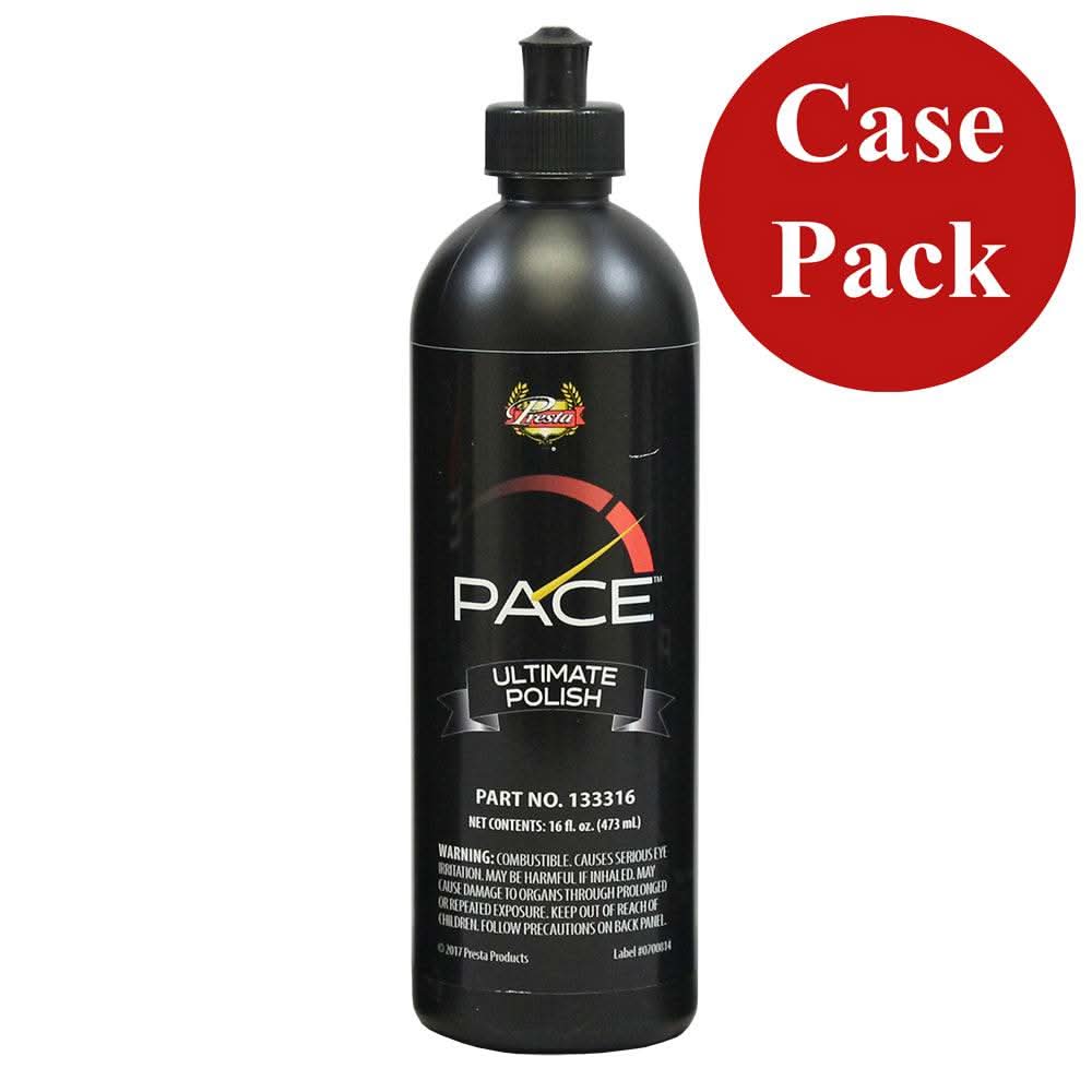 Presta PACE Ultimate Polish 16oz bottle case pack for vehicle finishing and deep gloss shine