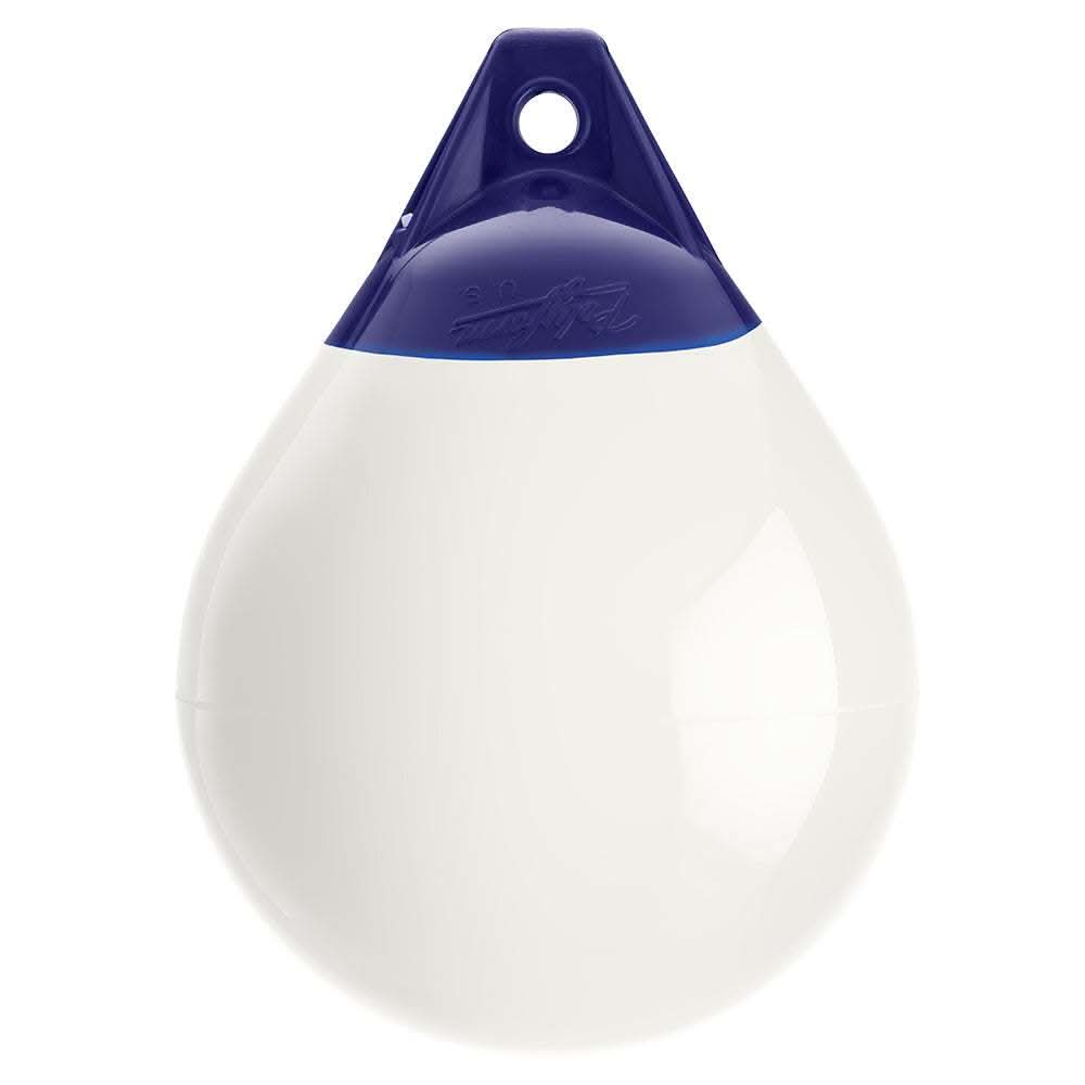Polyform A Series Buoy A-2 14.5 inch white marine buoy with blue ropehold and reinforced top