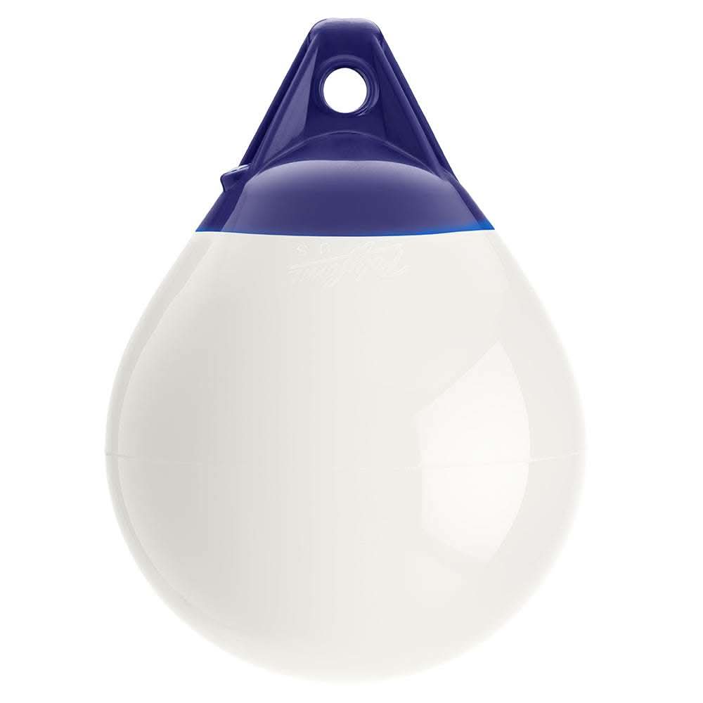 Polyform A-Series Buoy A-1 white 11-inch diameter heavy-duty marine buoy with blue ropehold