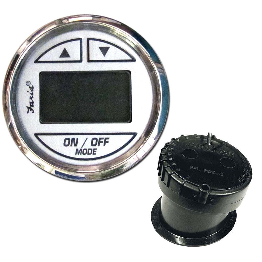 Faria 2 inch depth sounder with stainless steel bezel and in-hull transducer