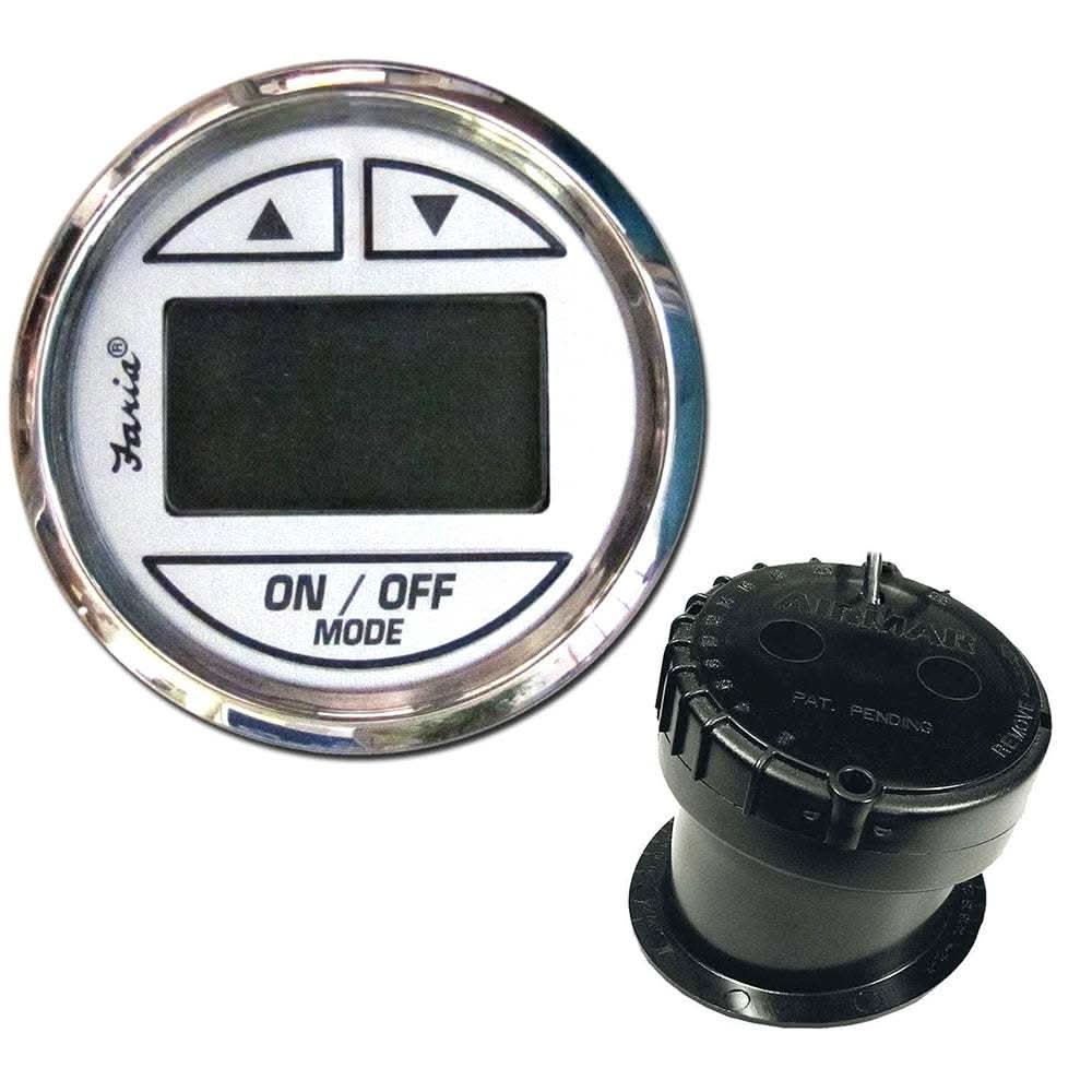 Faria 2" Depth Sounder with stainless steel bezel and in-hull transducer in Chesapeake White