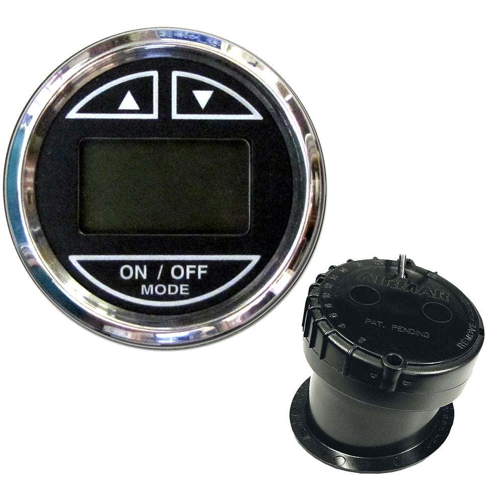 Faria 2" Depth Sounder with black display and stainless steel bezel with in-hull transducer