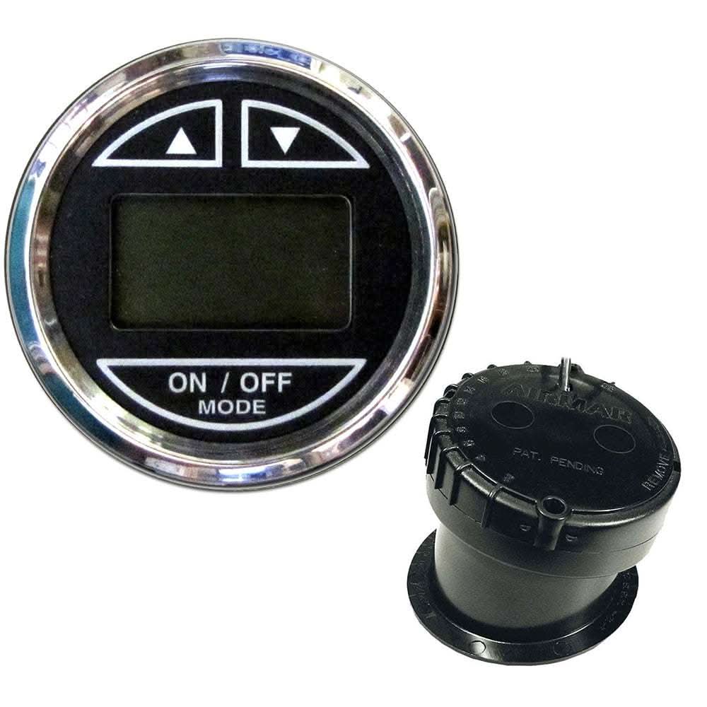 Faria 2 inch depth sounder with stainless steel bezel and in-hull transducer in black