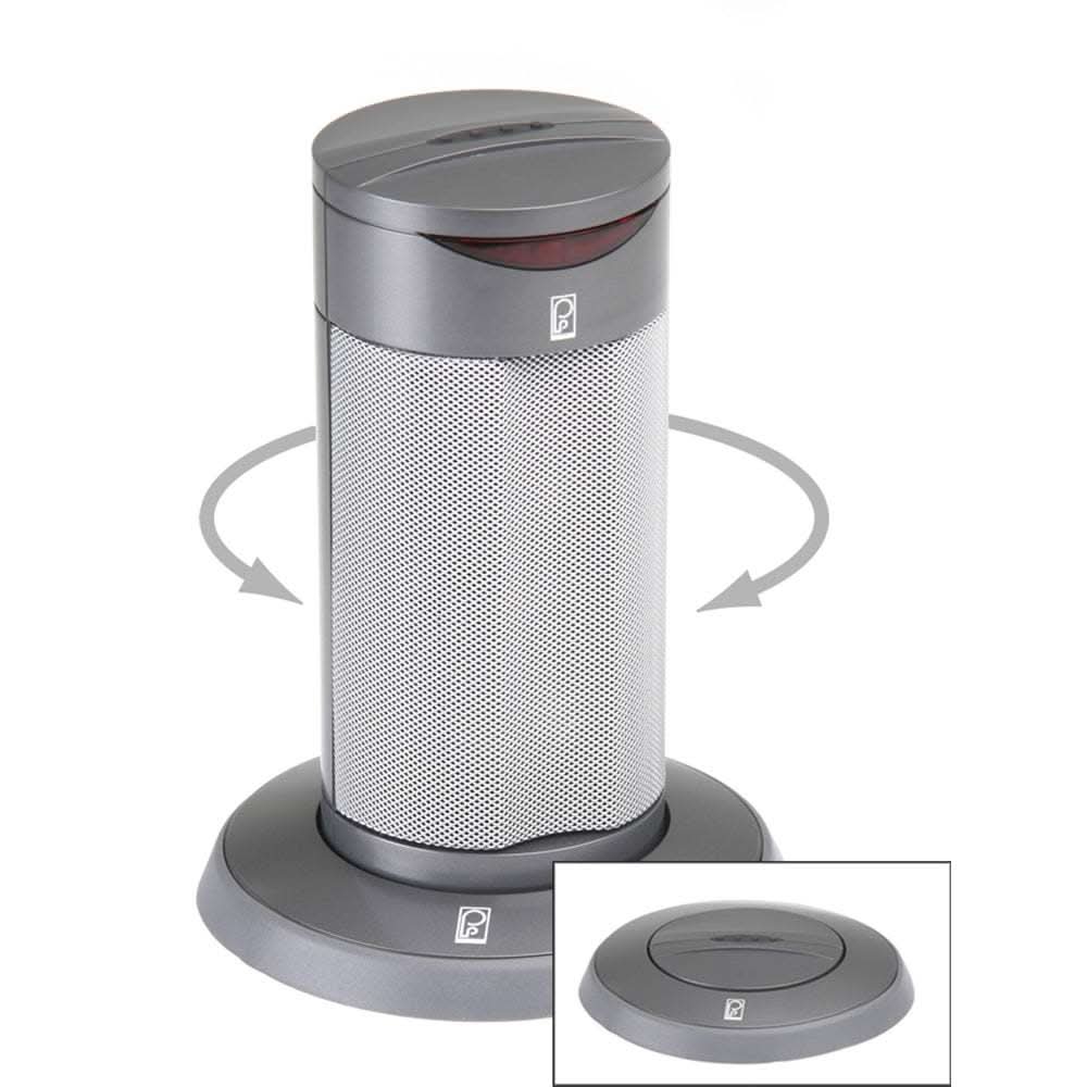 Poly-Planar Round Waterproof pop-up spa speaker in gray with 360-degree rotation and flush mount design