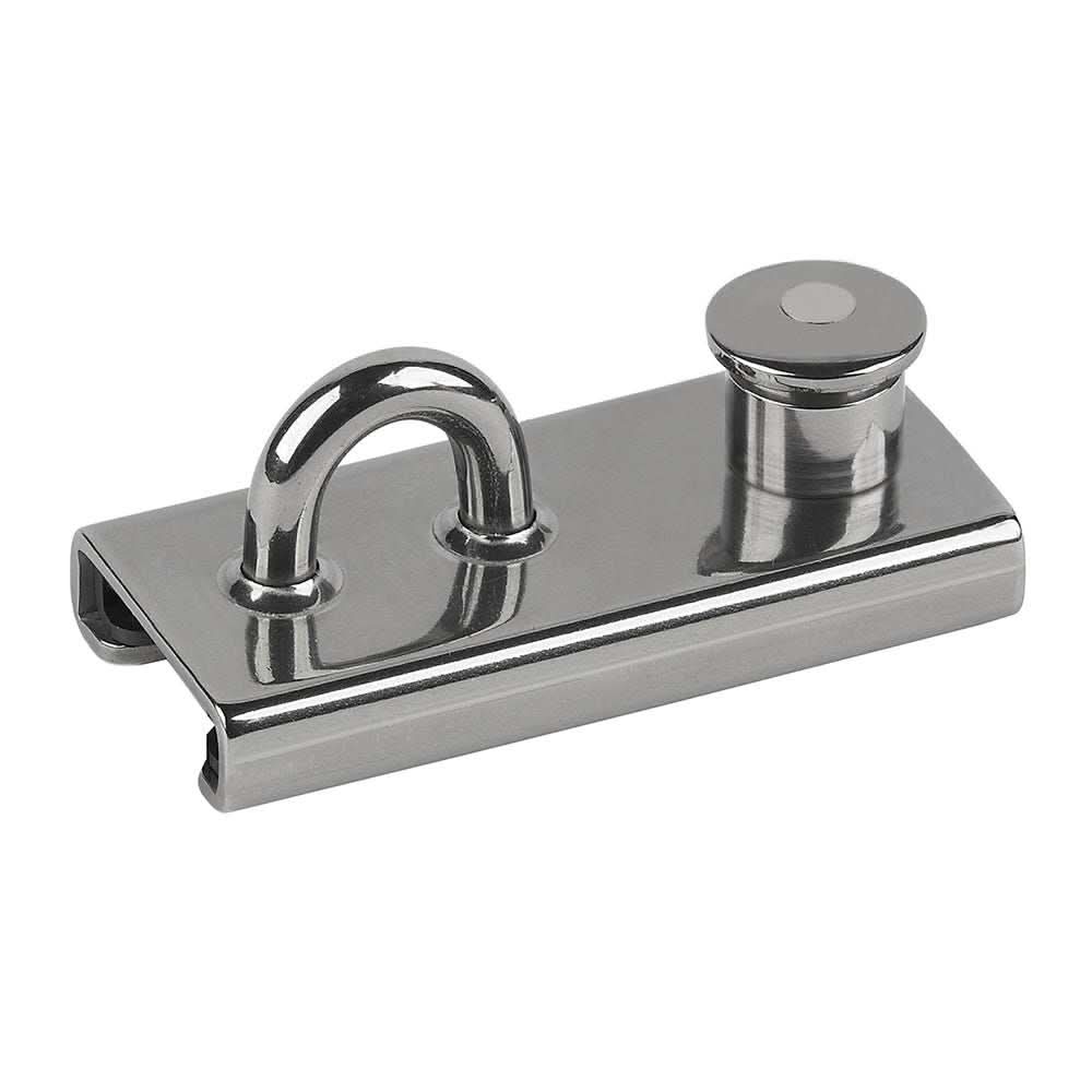 Schaefer T-Track stainless steel slider 1" x 1/8" with eye and pin, polished finish