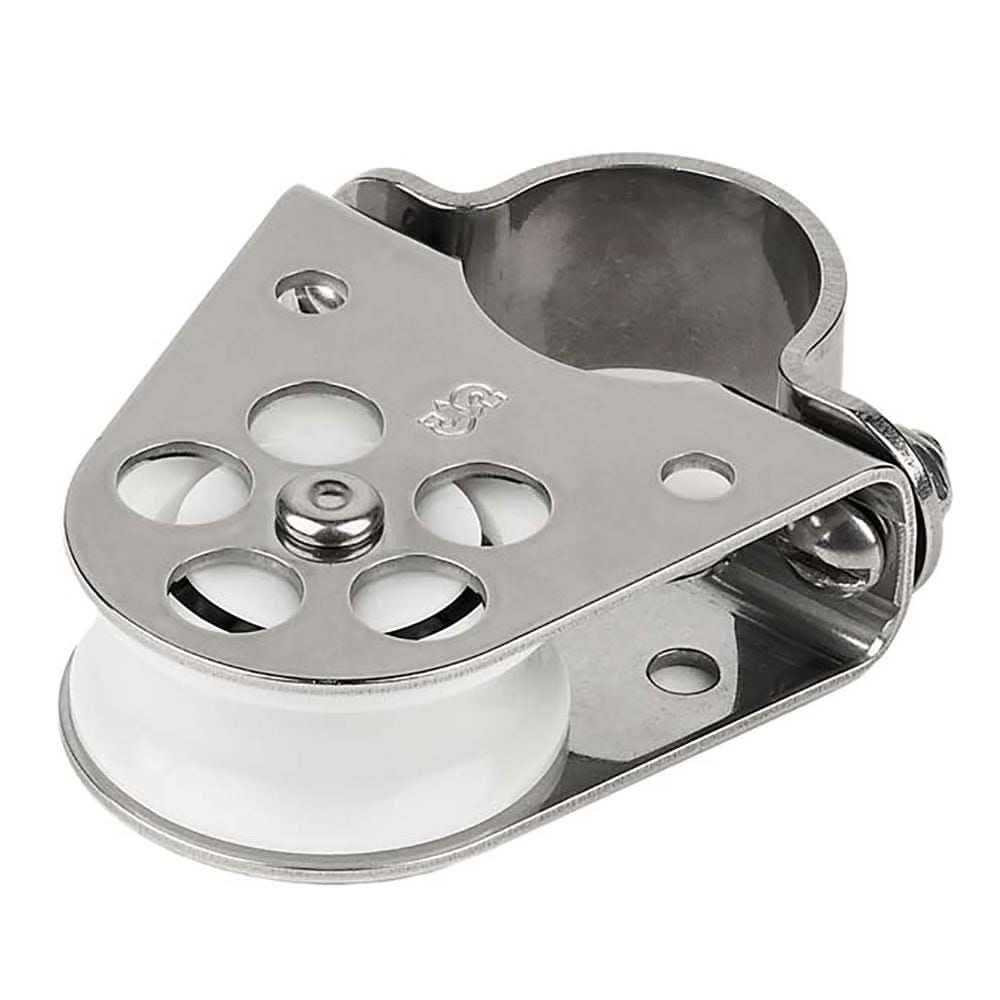 Schaefer clamp-on furling line stanchion lead block with 1" ball bearing and stainless steel cage