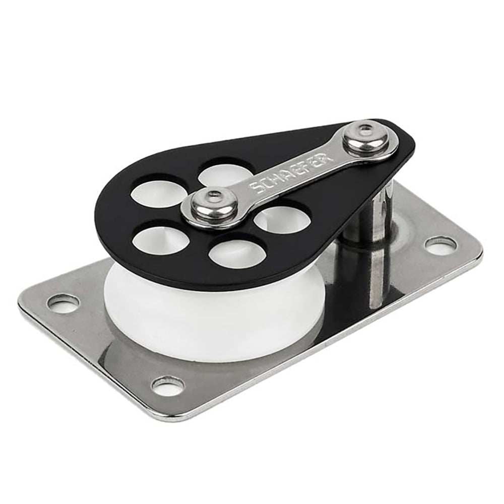Schaefer Series 3 Flat Base alum cheek block with Delrin sheave for smooth operation and high load capacity