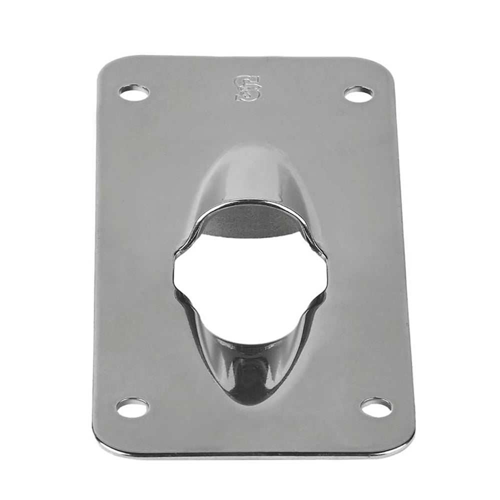 Schaefer Halyard Exit Plate flat stainless steel for up to 3/4 inch line with four screw holes