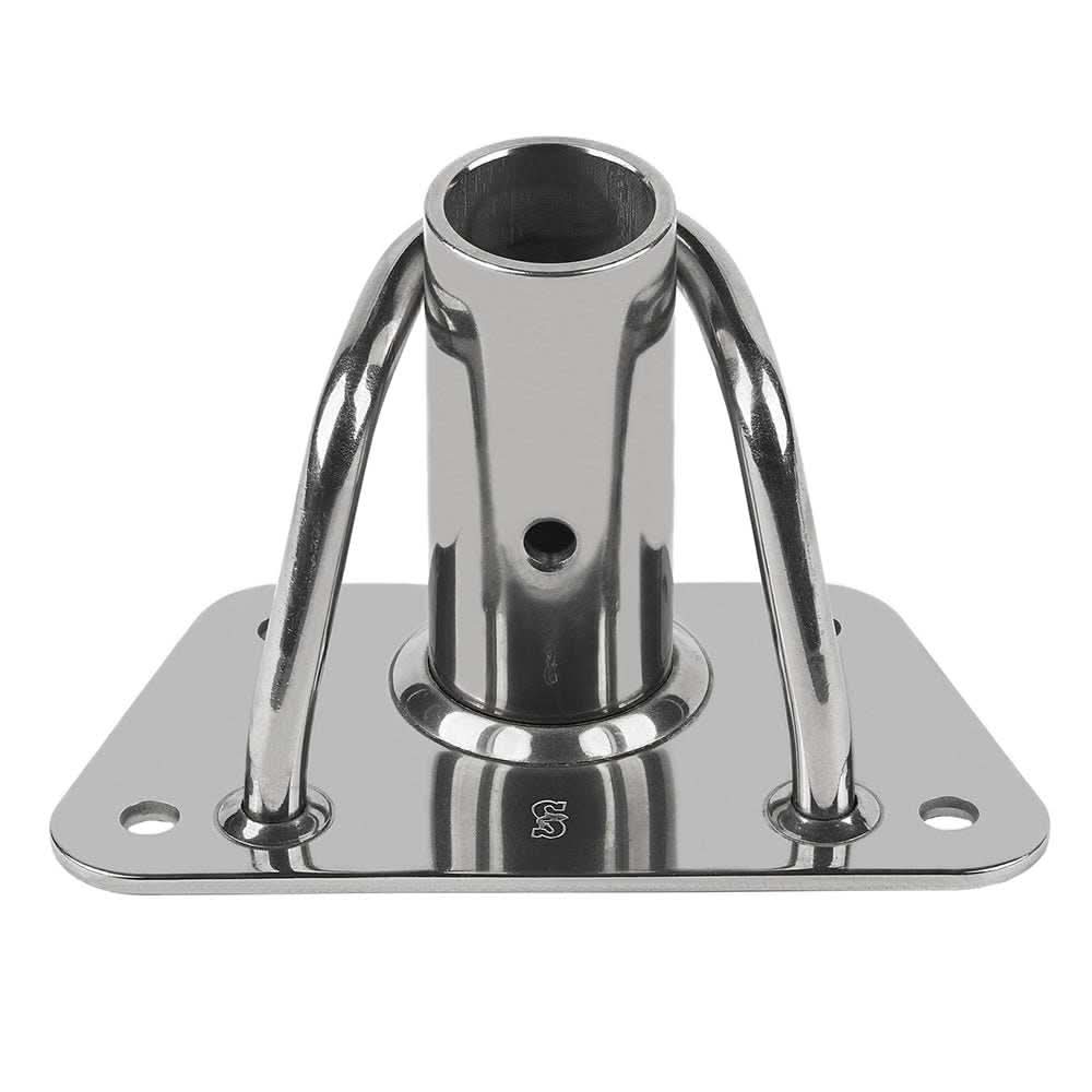 Schaefer Stanchion Base heavy-duty stainless steel marine mounting base with welded rod reinforcement and four fastener holes