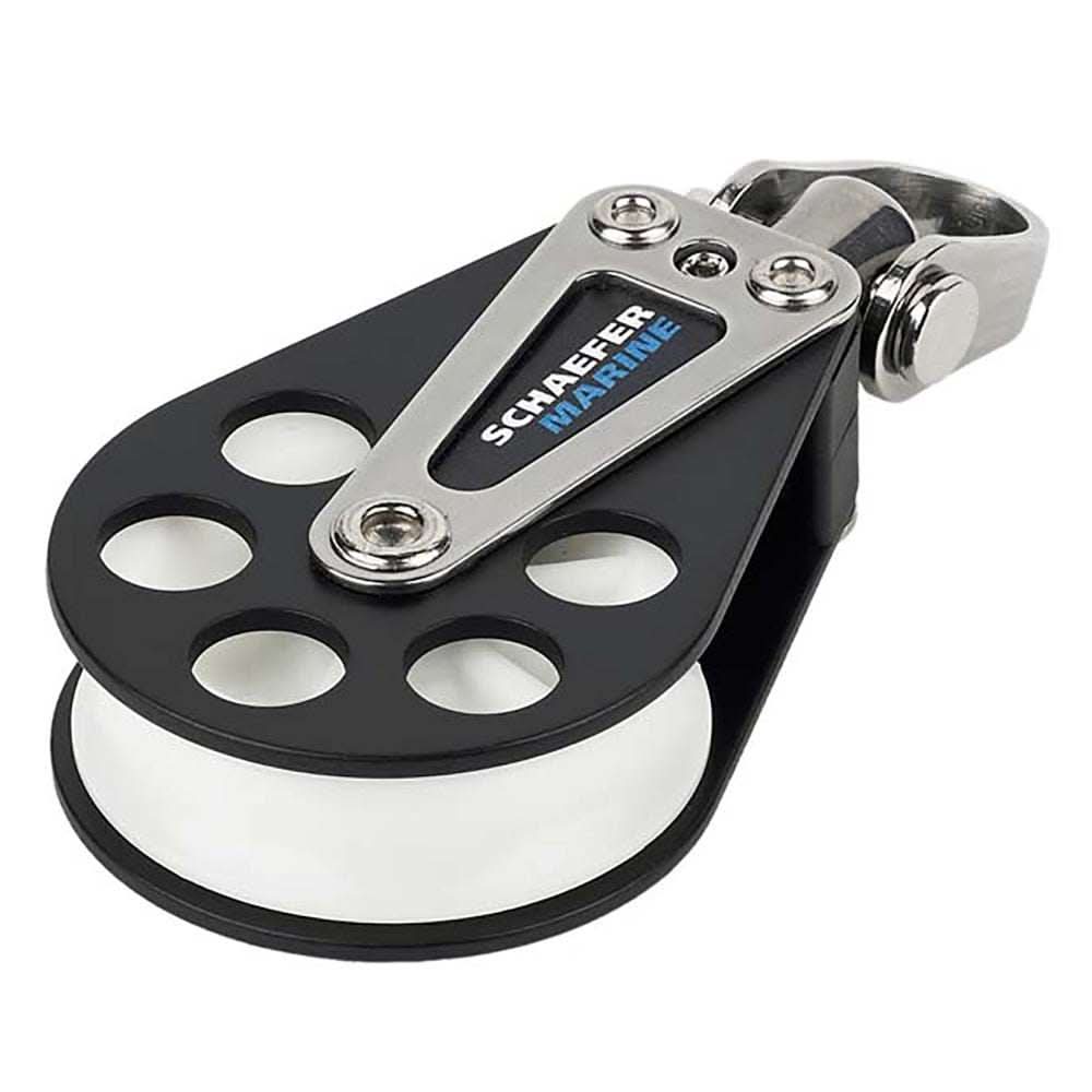 Schaefer Single Aluminum Block with 51mm Delrin™ sheave and anodized aluminum cheeks for marine use