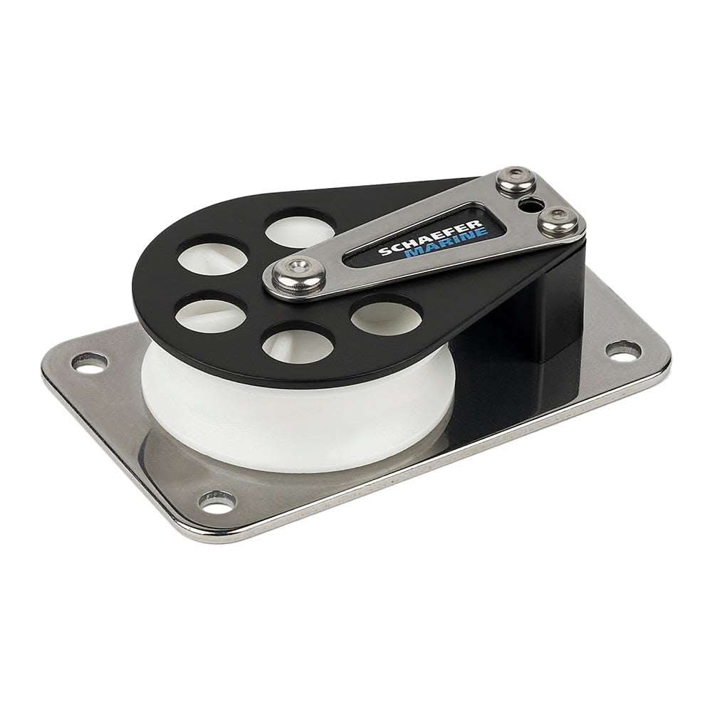 Schaefer Series 7 Flat Base aluminum cheek block with Delrin sheave and stainless steel base for smooth operation and high load capacity