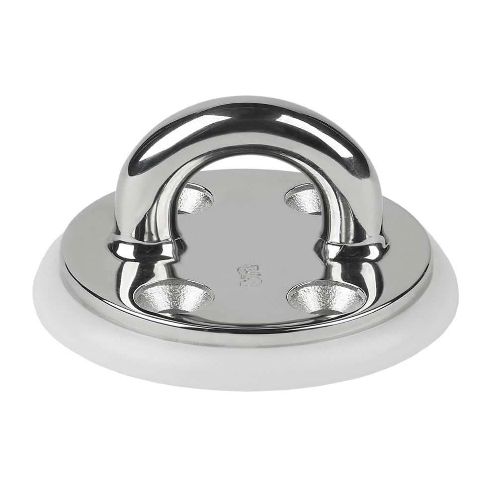 316 stainless steel investment cast pad eye with 2-1/2 inch OD base and delrin base