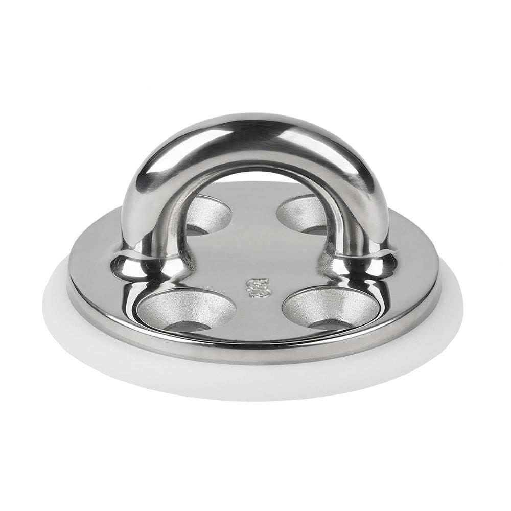 Schaefer Investment Cast 3-inch stainless steel pad eye with delrin base and four mounting holes