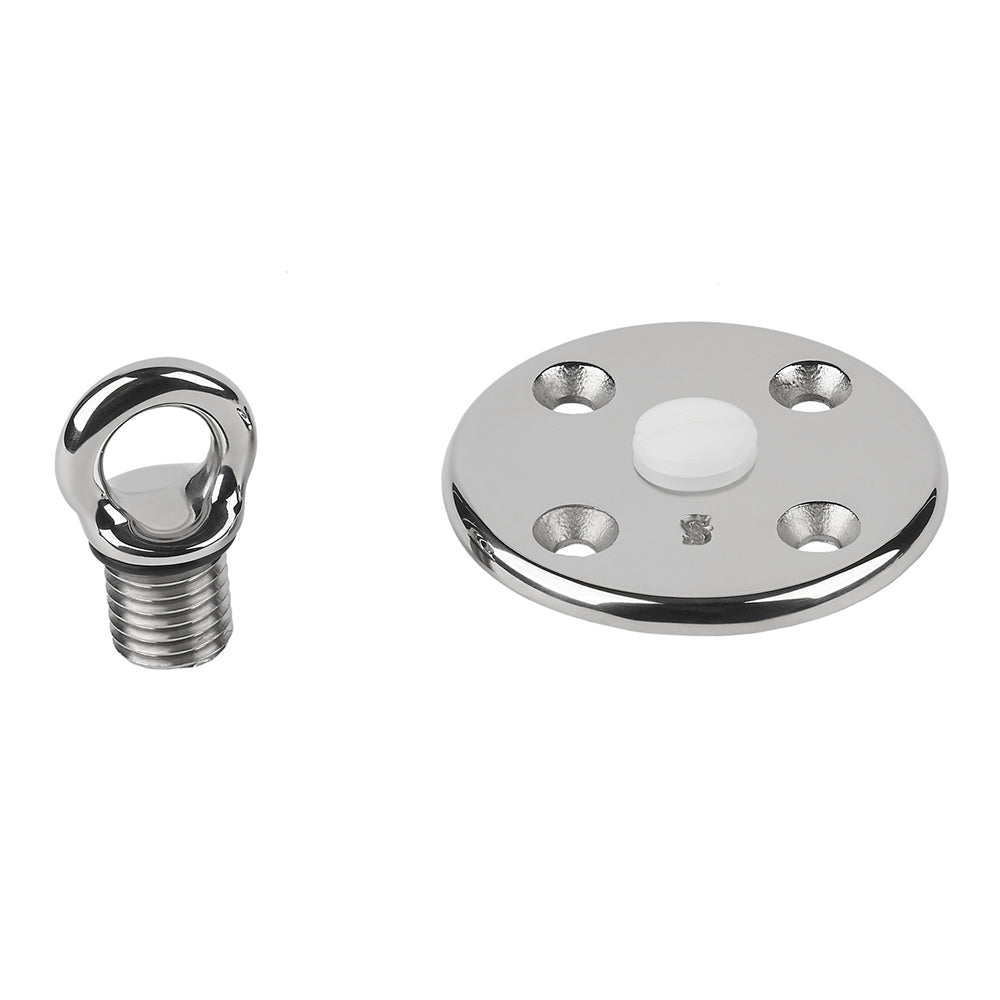 Schaefer removable eye deck plate and eye assembly stainless steel with 3 inch diameter and 2250 lbs SWL