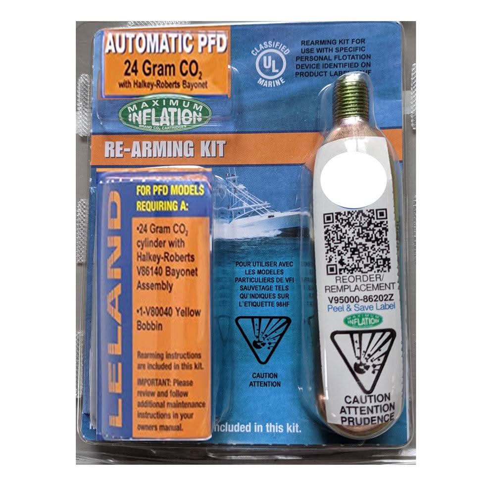 First Watch Re-Arm Kit 24 Gram Automatic CO2 cylinder for inflatable PFDs with 1/2" thread and UL Marine classification