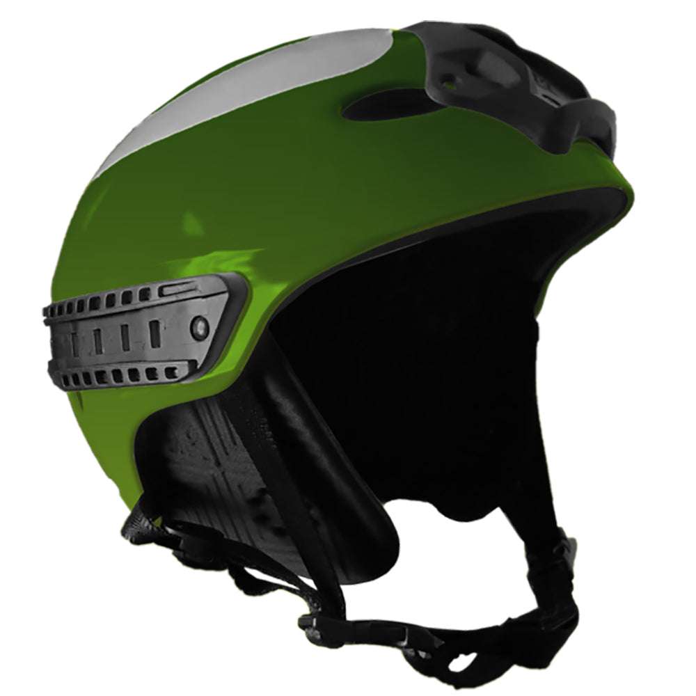 Green First Responder Water Helmet Small/Medium with ventilation vents and adjustable strap