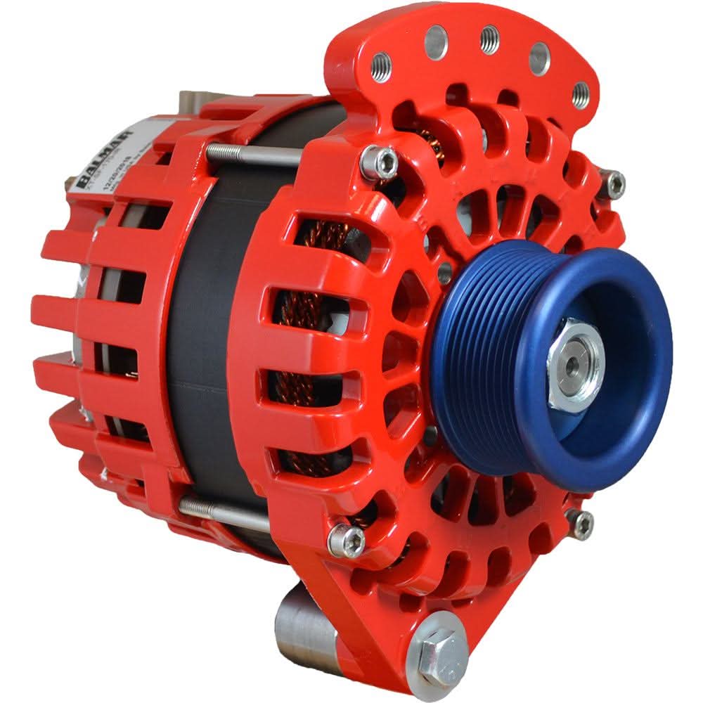 Balmar Alternator 170A 12V with 1-2 inch J10 serpentine pulley in red housing