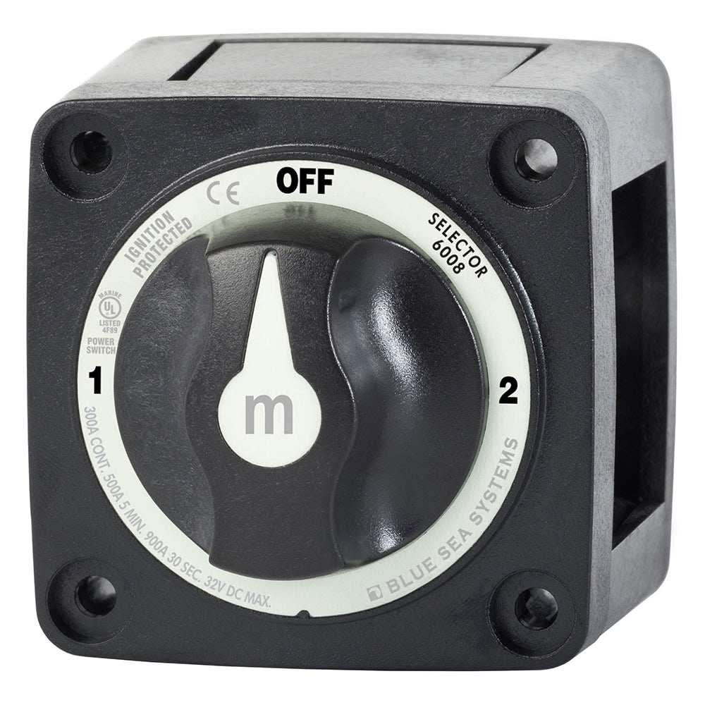 Blue Sea 6008200 m-Series 3 Position Battery Switch in black with selector knob and 32V DC rating