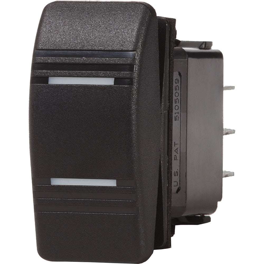 Blue Sea Contura Switch DPDT Black ON-ON rocker switch with LED, vibration, shock, moisture resistant for marine use