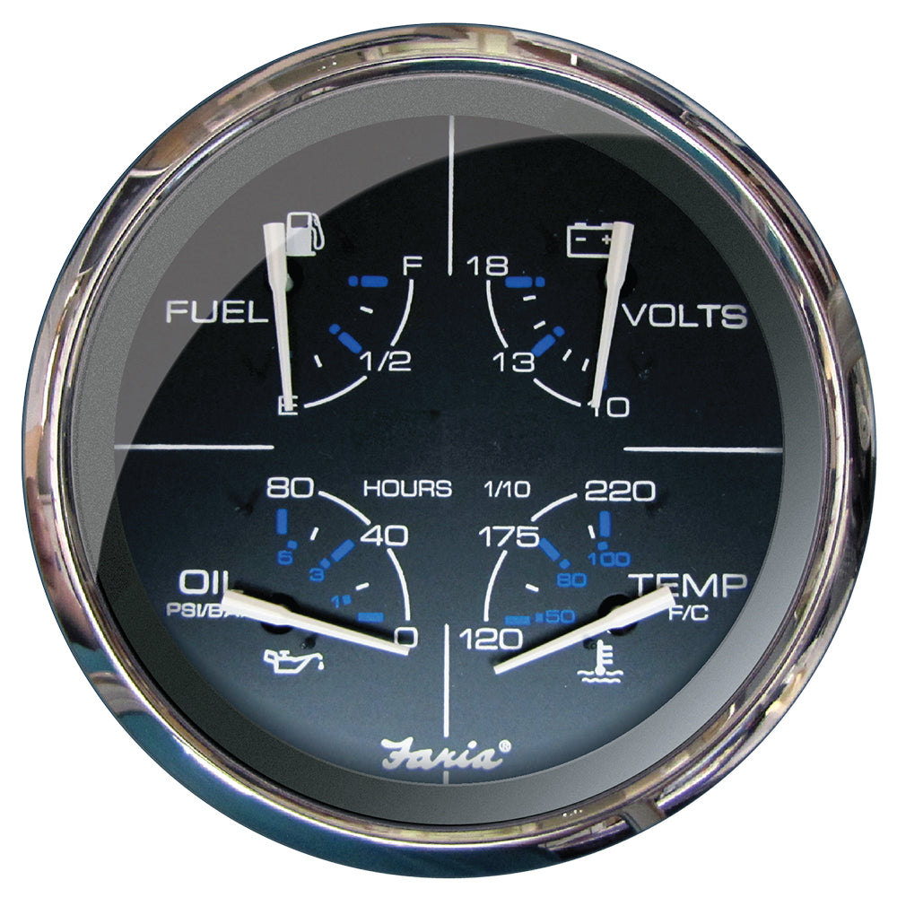 Faria 5" Multifunction Gauge Chesapeake Black with Stainless Steel - Fuel, Oil (PSI), Water Temp & Voltmeter - 33762
