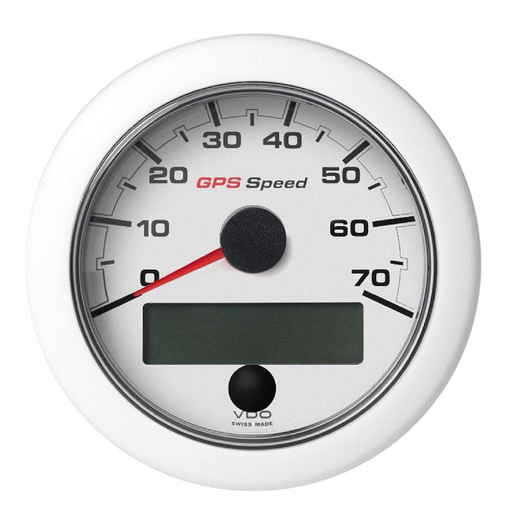 VDO OceanLink GPS Speedometer 3-3/8 inch white dial and bezel display 0-70 kn/mph/kmh with digital readout