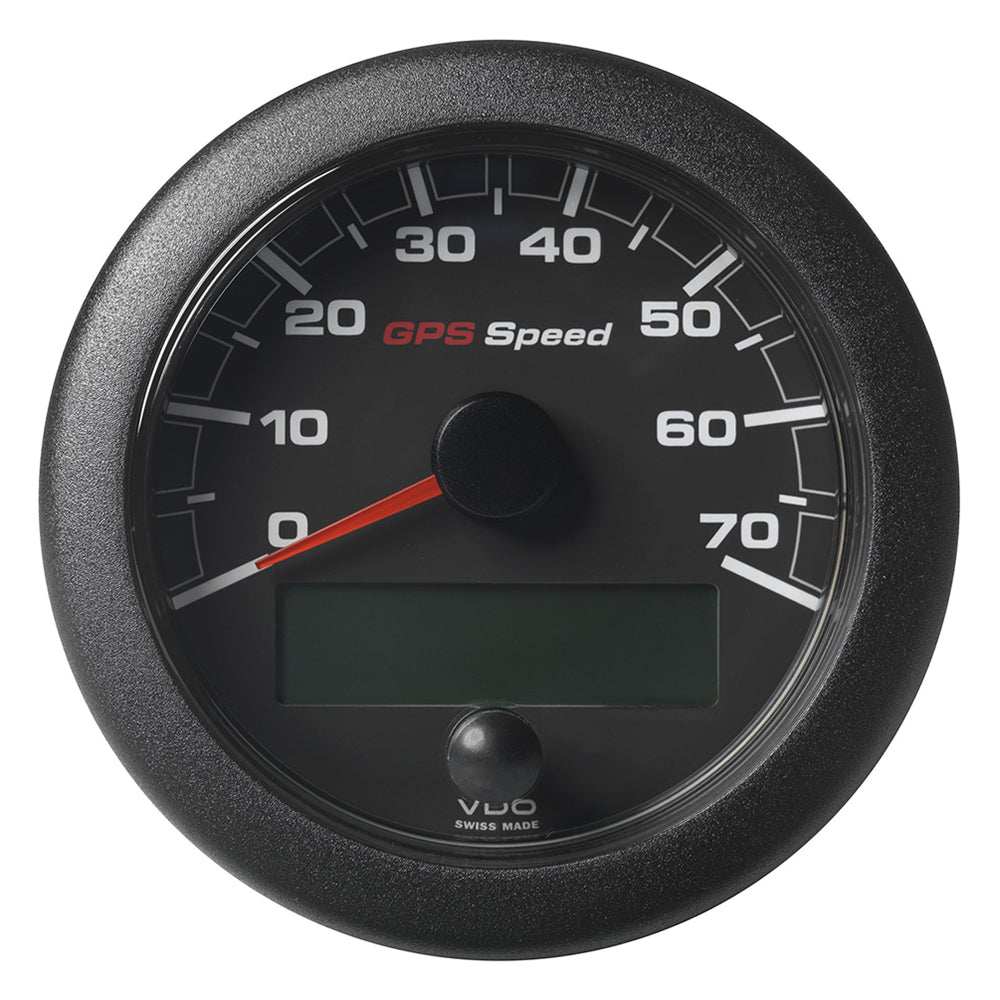 VDO 3-3/8 inch OceanLink GPS speedometer with black dial and bezel, 0-70 scale