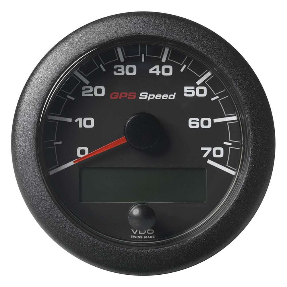 VDO 3-3/8 inch OceanLink GPS Speedometer with black dial and bezel, 0-70 display range