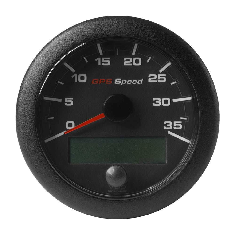 VDO 3-3/8" OceanLink GPS Speedometer with black dial and bezel, 0-35 kn/mph/kmh display