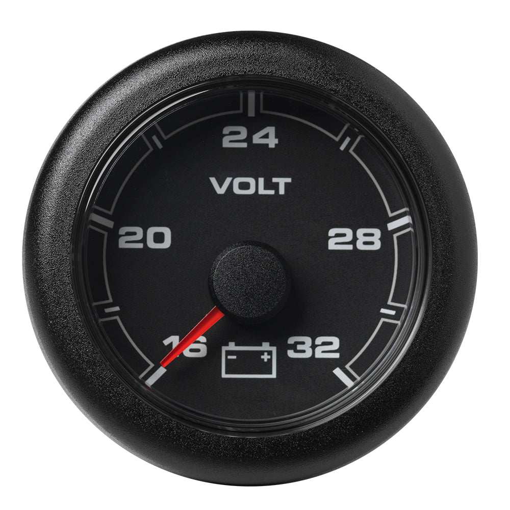 VDO 2-1/16 inch 52MM OceanLink battery voltage gauge with black dial and bezel, 16-32V range
